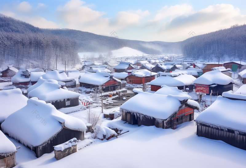 东北雪乡雪景冬天的乡村壁纸系列户外摄影建筑摄影,高清,摄影图,摄影图片,图片大全,摄影图免费下载